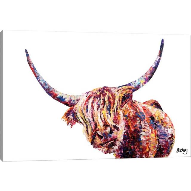 Olivia's Highland Cow by Becksy - Painting Print on Canvas - No Frame (66.04 cm H x 45.72 cm W x 3.175 cm D)