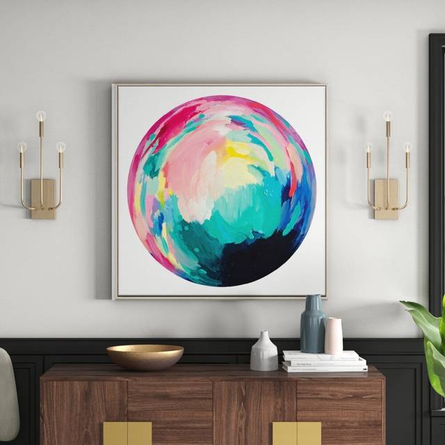 &#39;Feather&#39; Painting on Canvas - Timber Floater Frame (76cm H x 76cm W)
