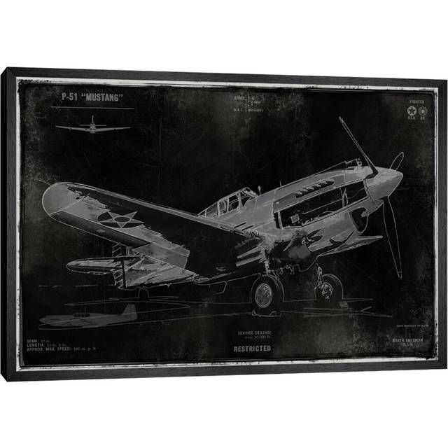 'Vintage War Plane' by Dylan Matthews - Picture Frame Graphic Art Print on Canvas - Brown Framed (152.5 cm H x 101.5 cm W)