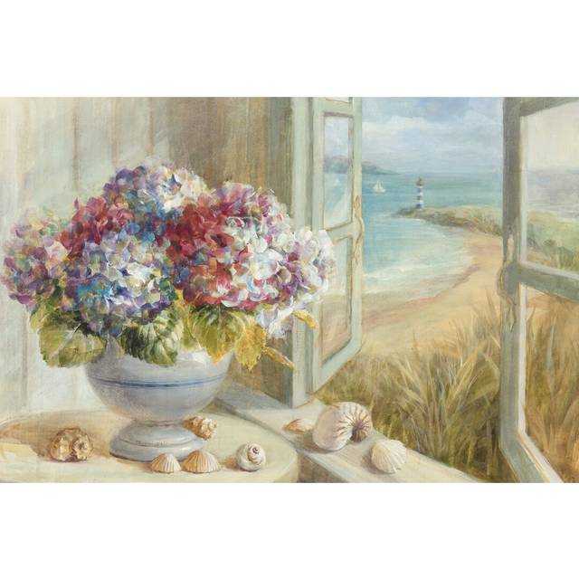 Coastal Hydrangea by Danhui Nai - Wrapped Canvas Painting (61cm H x 91cm W)