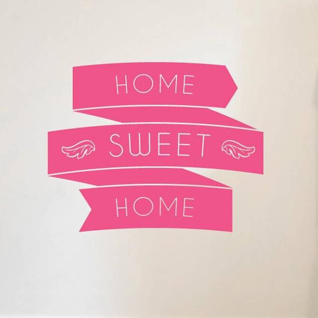 Home Sweet Home In Banners Wall Sticker - Pink (Medium)