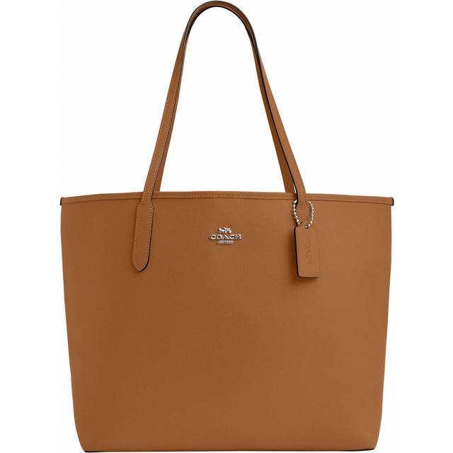 Coach Womens City Tote in Double Face Leather Bag - Dark Brown - One Size