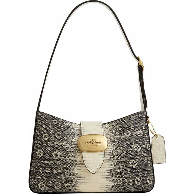 Coach Womens Eliza Shoulder Bag in Ring Lizard-Embossed Leather - Beige - One Size