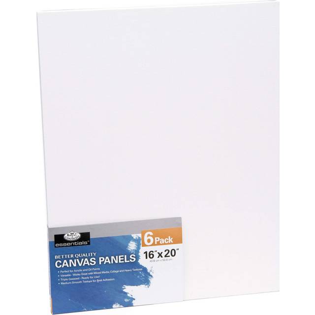 "Royal & Langnickel Essentials 16x20"""""""" Triple Gessoed Canvas Panel Value Pack  for Oil and Acrylic Painting  6 Pack"
