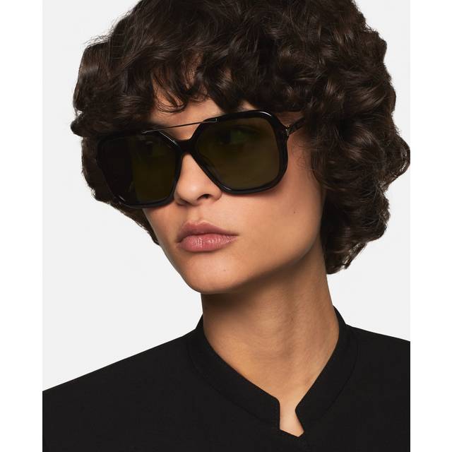 Stella McCartney - Oversized Square Metal Bar Sunglasses, Woman, Glossy Black - U