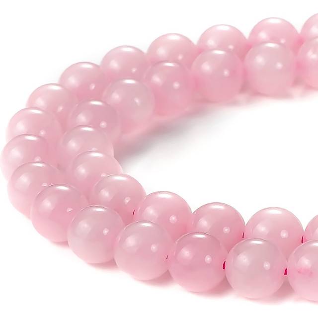 HAAMIIQII 45pcs 8mm Natural Rose Quartz Beads Genuine Crystals Round Loose Gemstone Beads for Jewelry Making DIY Bracelet Necklace