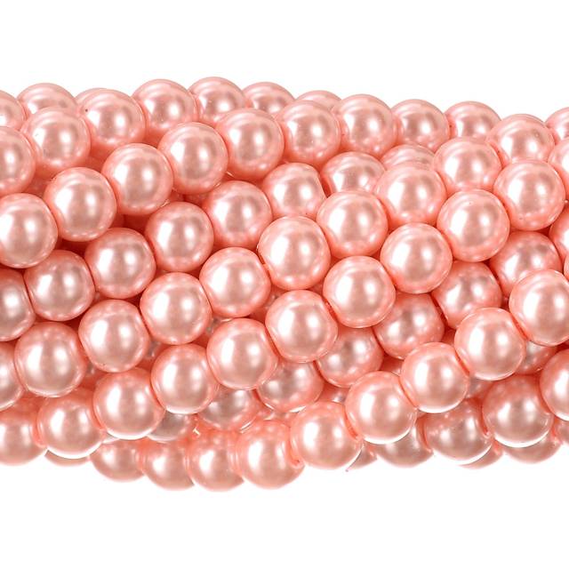 RUBYCA 200Pcs Czech Tiny Satin Luster Glass Pearl Round Beads Jewelry Making 10mm Light Rose Pink