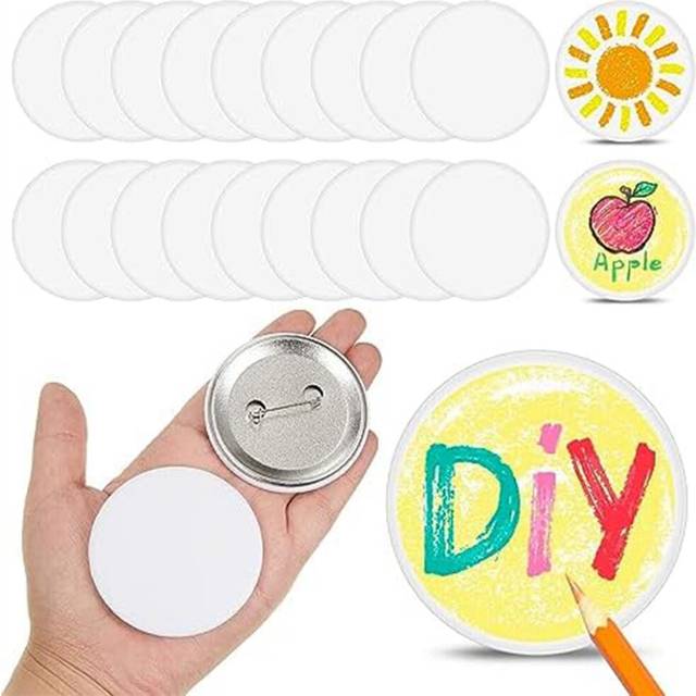 20 Pack DIY White Button Pins 2.25 Inch/58 mm Blank Craft Button for DIYCrafts Christmas Craft Supplies, DIY Badges