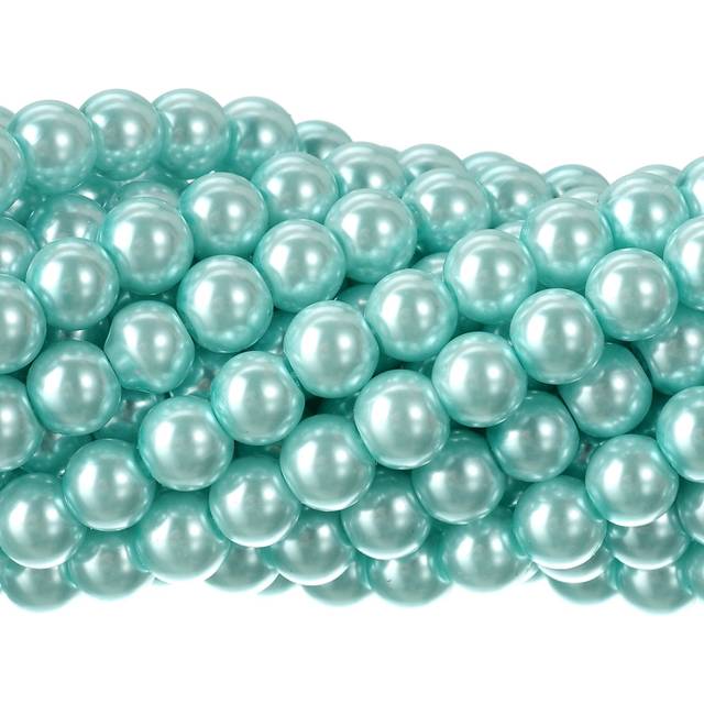 RUBYCA 200Pcs Czech Tiny Satin Luster Glass Pearl Round Bead Beading Jewelry Making 6mm Light Blue