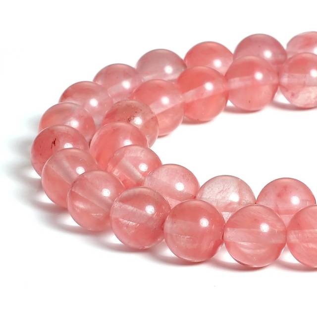HAAMIIQII 45pcs 8mm Watermelon Cherry Quartz Crystal Beads Round Loose