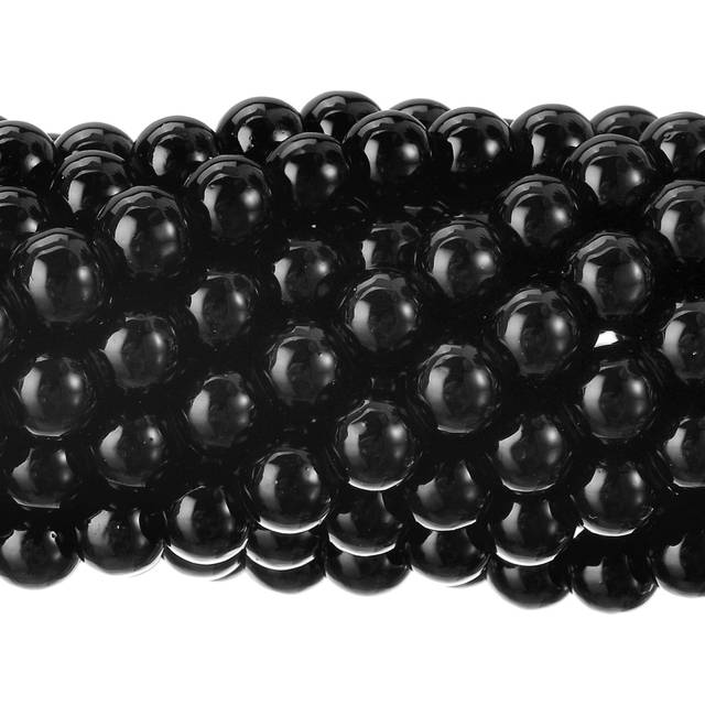 RUBYCA 200Pcs Czech Tiny Satin Luster Glass Pearl Round Beads Beading Jewelry Making 4mm Jet Black