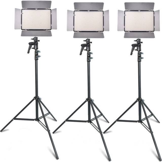 LED Video Light 3 in 1 Kit Photography Lighting Bi-color Photo Lamp Dimmable 3200K/5600K Studio Lamps