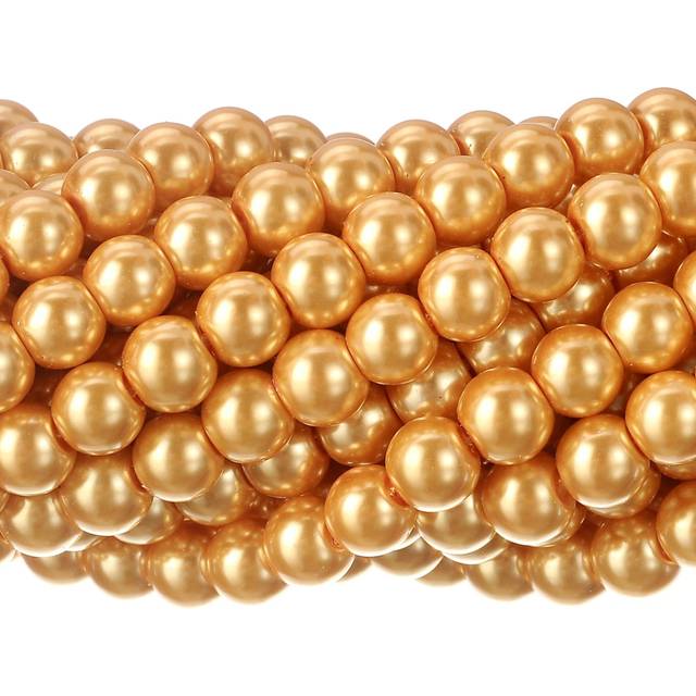 RUBYCA 200Pcs Czech Tiny Satin Luster Glass Pearl Round Beads Beading Jewelry Making 4mm Dark Gold