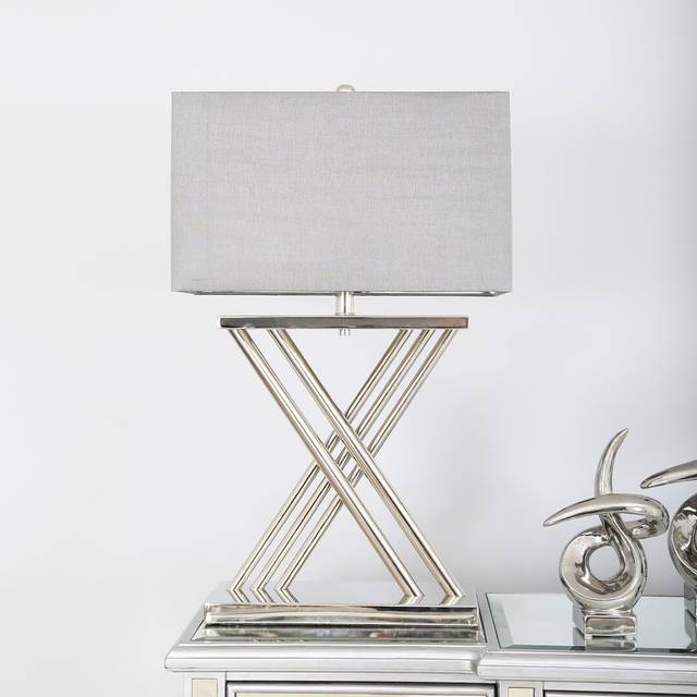 Bessemer Luxury Table Lamps, Bedside Buffet Lamp with Metal Base and Linen Shade - Grey (70cm H X 43cm W X 43cm D)