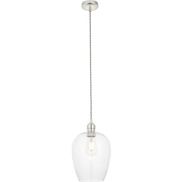 Hovey 1 - Light Single Dome Pendant - Bright Nickel (47cm H x 21cm W x 21cm D)