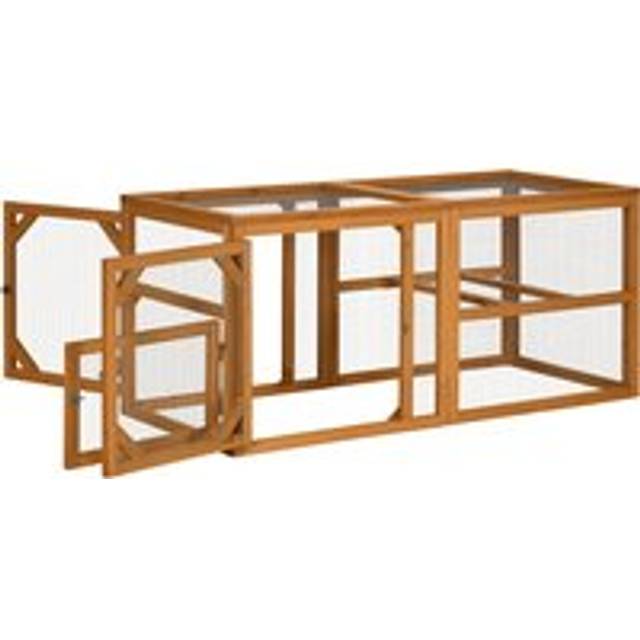 Pawhut Wooden Chicken Coop With Perches, Doors, Combinable Design, For 2-4 Chickens - Natural Wood Colour