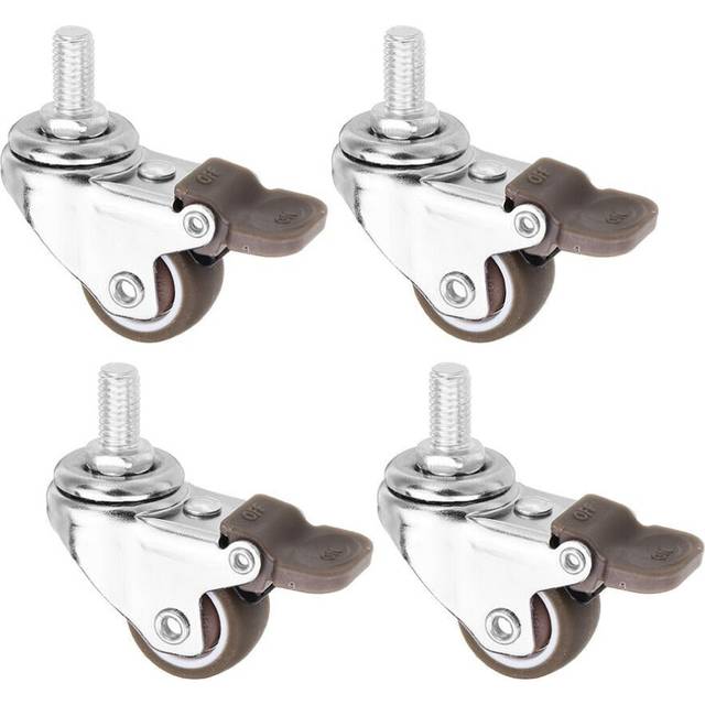 4pcs 1 Inch M8x15mm TPE Silent Wheels with Brake Universal Casters Wheel for Furniture