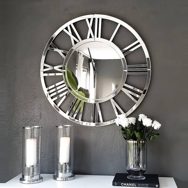 Acrylic Wall Clock - Silver (45cm H x 45cm W x 3.5cm D)