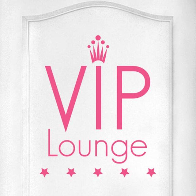 Vip Lounge Five Star Door Room Wall Sticker - Pink (49cm H X 40cm W)