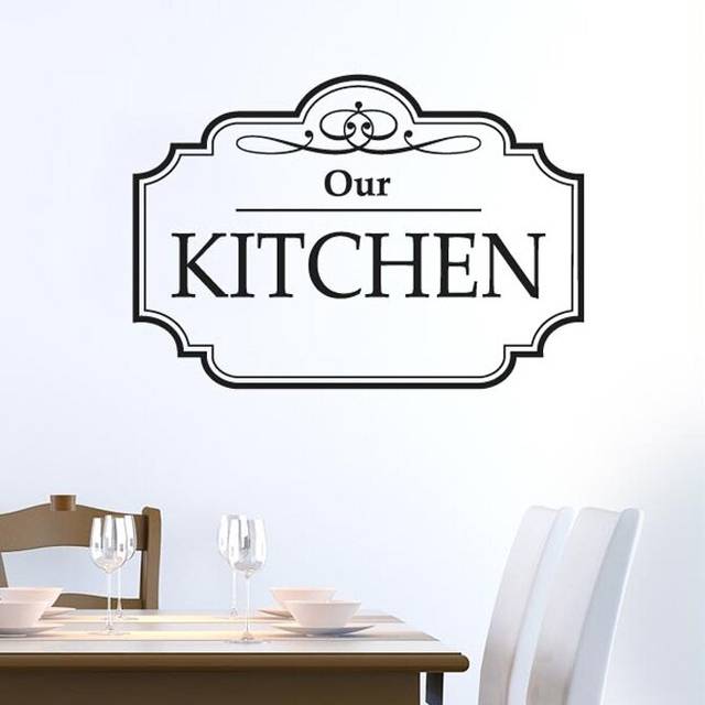 Classic Our Kitchen Sign Wall Sticker - Black (Large)