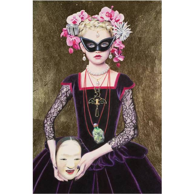 Noh Mask Queen by Titti Garelli - Wrapped Canvas Painting (30.48cm H x 20.32cm W x 1.905cm D)