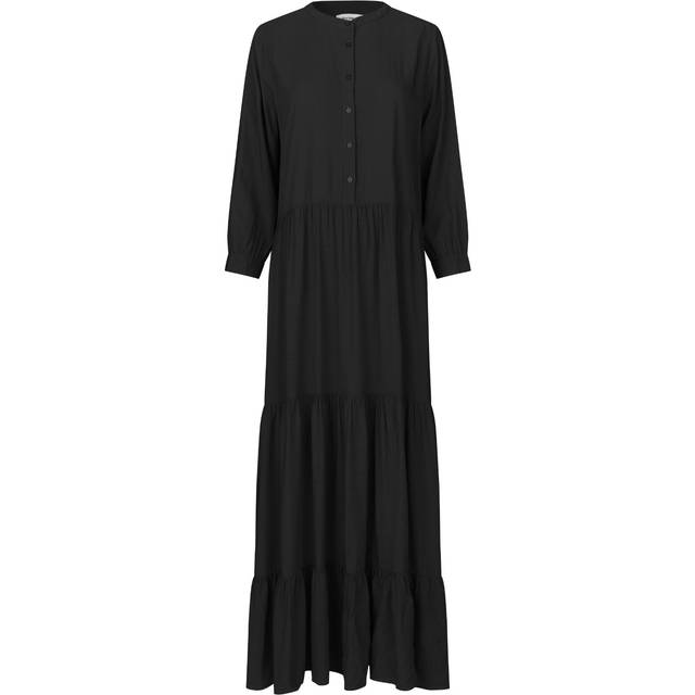 Lollys Laundry, Klänning, Dam, XS, Svart Maxiklänning med Volanger - black (XS)