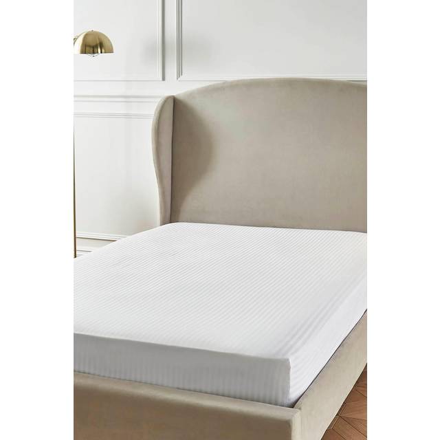 400 Thread Count Egyptian Cotton Striped Fitted Sheet - White - Super King