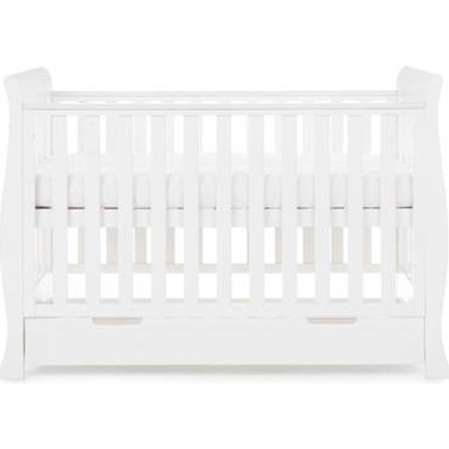 Obaby Stamford Mini Sleigh Cot Bed Including Underbed Drawer - White