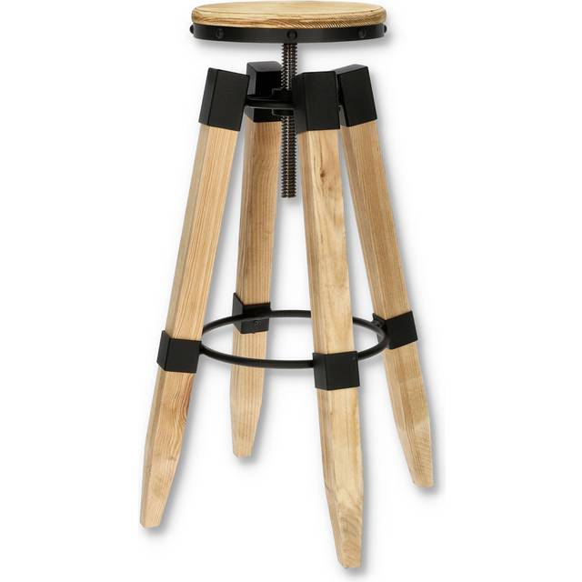 Bradbury Height Adjustable Swivel Bar Stool - Natural Wood (50cm W X 50cm D)