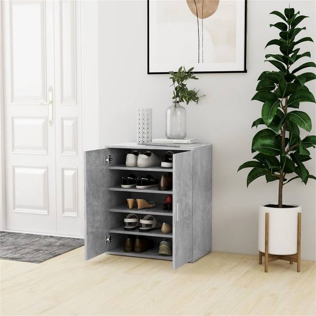 Shoe Cabinet 60x35x70 cm Engineered Wood - Concrete Grey (10)