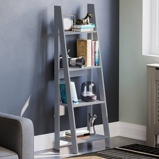 Vida Designs Bristol 4 Shelf Grey Ladder Bookcase