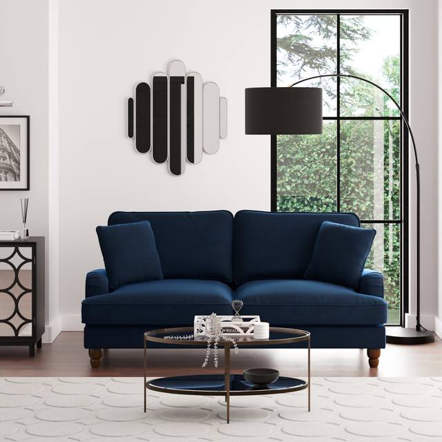 Beatrice Matte Velvet 3 Seater Sofa - Matte Velvet Luxe Navy