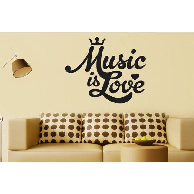 Music Is Love Wall Sticker - Black (Medium)