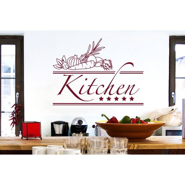 Five Star Kitchen Sign Wall Sticker - Burgundy (Large)