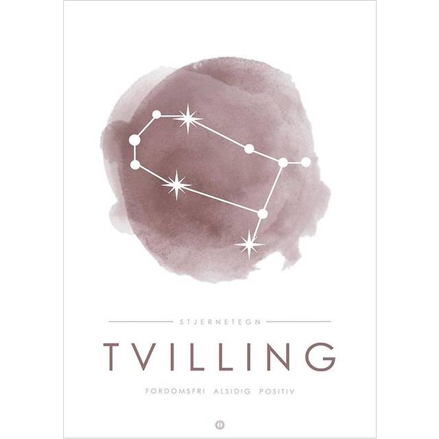 Citatplakat Affisch - A3 - Constellation - Tvilling - Rosa - Citatplakat - One Size - Affisch