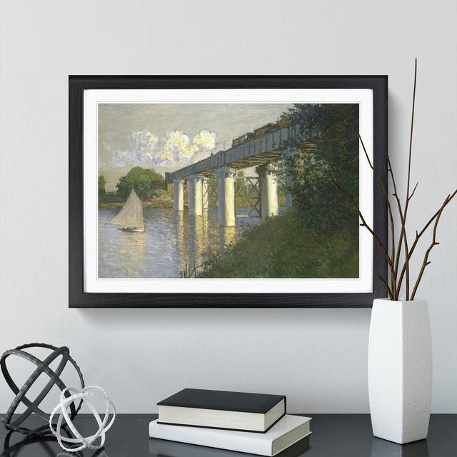 Railroad Bridge, Argenteuil by Claude Monet - Picture Frame Painting - Black Framed (36cm H x 48cm W x 2cm D)