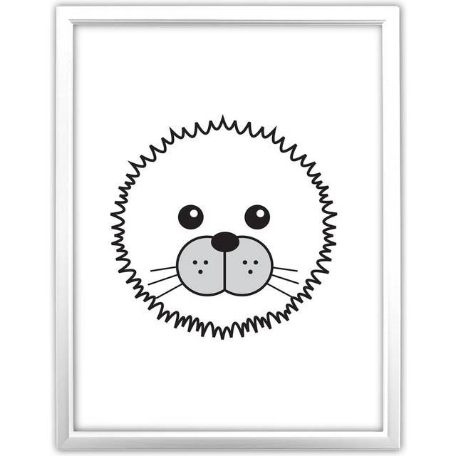 Animaru Seal Framed Graphic Art - White (36cm H X 28cm W)