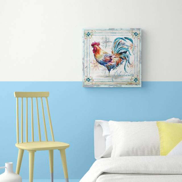 'Rooster' by Tre Sorelle Studios Watercolour Painting Print on Wrapped Canvas (60.96cm H x 60.96cm W)