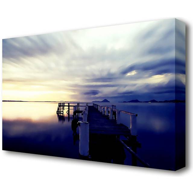 &#39;Stunning River Jetty Sunrise Lake&#39; Photographic Print on Canvas (35.6 cm H x 50.8 cm W)