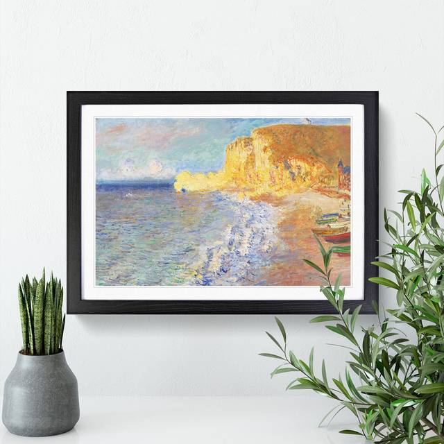 Morning in Etretat by Claude Monet - Picture Frame Painting - Black (27cm H x 36cm W x 2cm D)