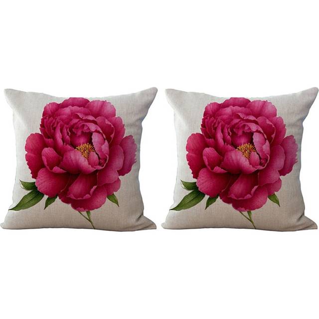 2X Vintage Floral/Flower Flax Decorative Throw Pillow Case Cushion Cover Home Sofa Decorative