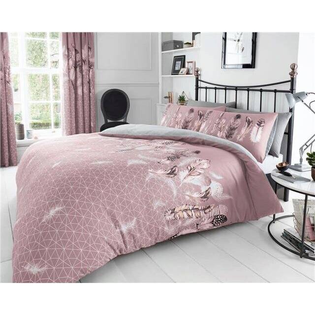 (Curtains) Duvet sets pink dream catcher feathers design new quilt cover bedding