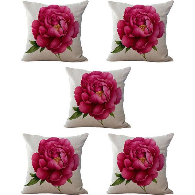 5X Vintage Floral/Flower Flax Decorative Throw Pillow Case Cushion Cover Home Sofa Decorative