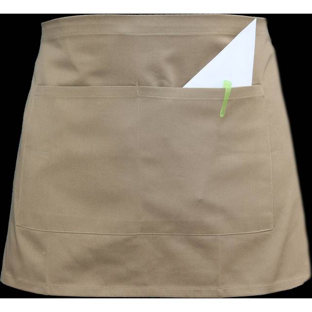 (Khaki) Waist Apron Waitress Cafe Restaurant Half Apron UK