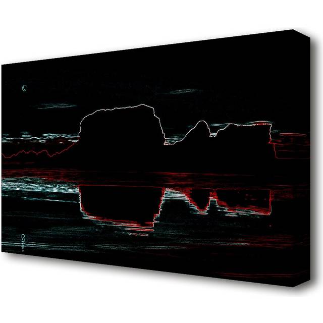 &#39;Abstract Neon Landscape 06 Lake&#39; Graphic Art Print on Canvas (50.8 cm H x 81.3 cm W)