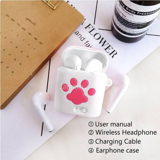 (a-whitepaws) TWS Bluetooth Earphone For All Smart Phone Sport Earphones Stereo Earbud Wireless Headphones In-ear