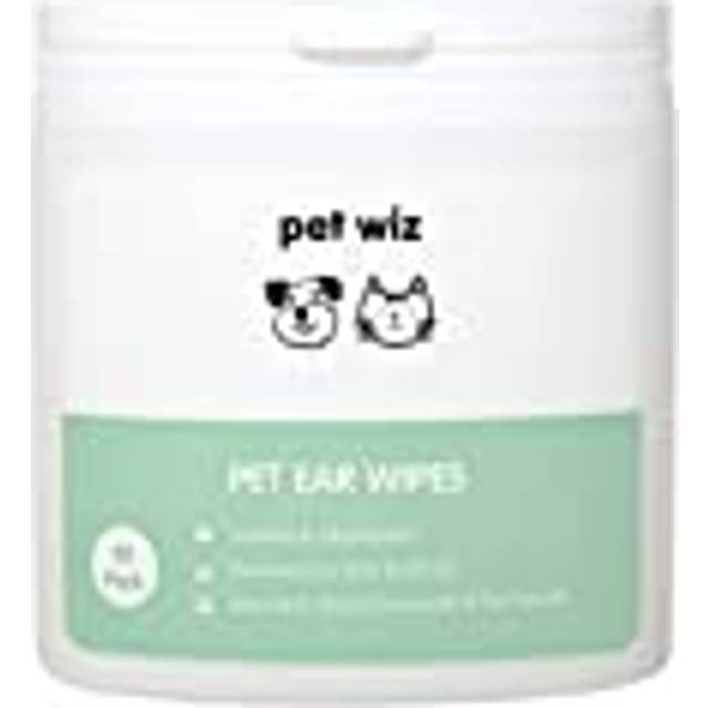 pet wiz Ear Wipes for Dogs & Cats. Clean, Soothe & Deodorise with Natural Active Ingredients Aloe Vera, Witch Hazel, Tea Tree Oil and Blue Chamomile