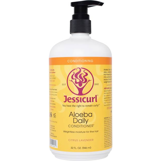 Jessicurl, Aloeba Daily Conditioner for Curly Hair, Citrus Lavender, 32 Fl oz. Leave in Conditioner and Detangling Conditioner for Fine Hair