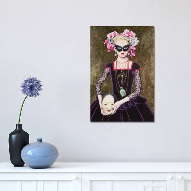 Noh Mask Queen by Titti Garelli - Wrapped Canvas Painting (45.72cm H x 30.48cm W x 1.905cm D)