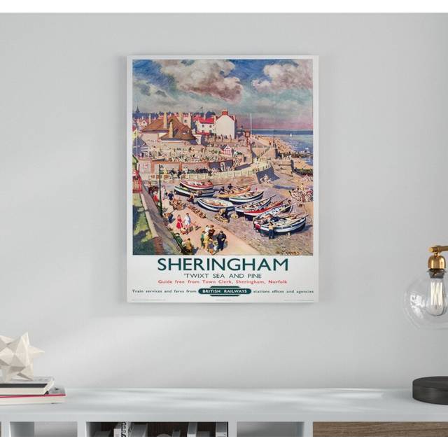Sheringham Poster Vintage Advertisement - Blue;Brown (80cm H X 60cm W)